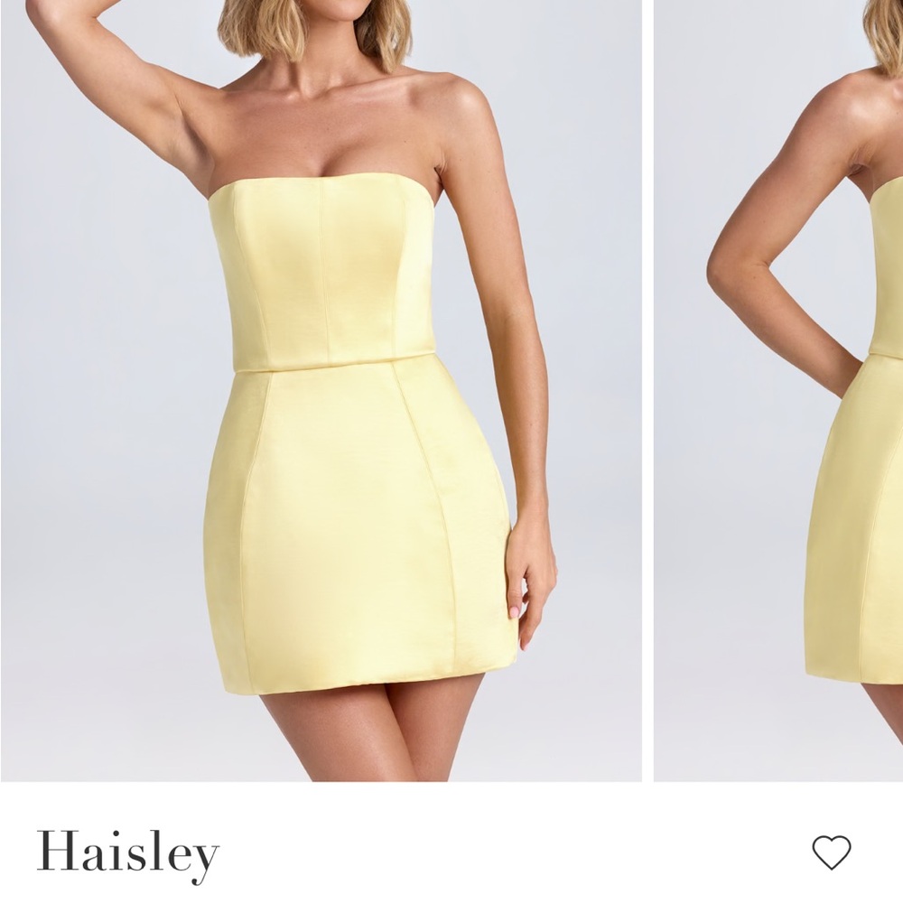 Oh Polly Haisley Strapless Mini Dress in Pale Yellow